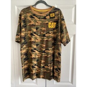 Caterpillar Mens XXL Caramel Camo Logo Tee NEW Work Trademark Shirt